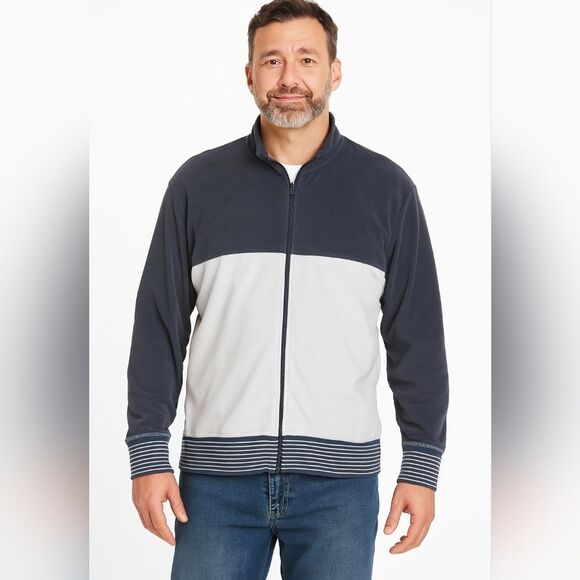 Bullock & Jones XL Zip Up Sweatshirt Blue White Colorblock L/S Full Zip Jacket - Picture 1 of 7